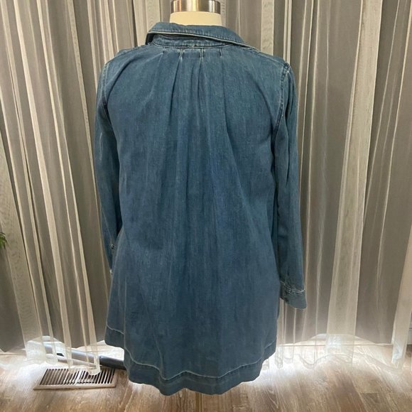 Free People size Large Blue Denim pleated baby doll tunic - Picture 6 of 6